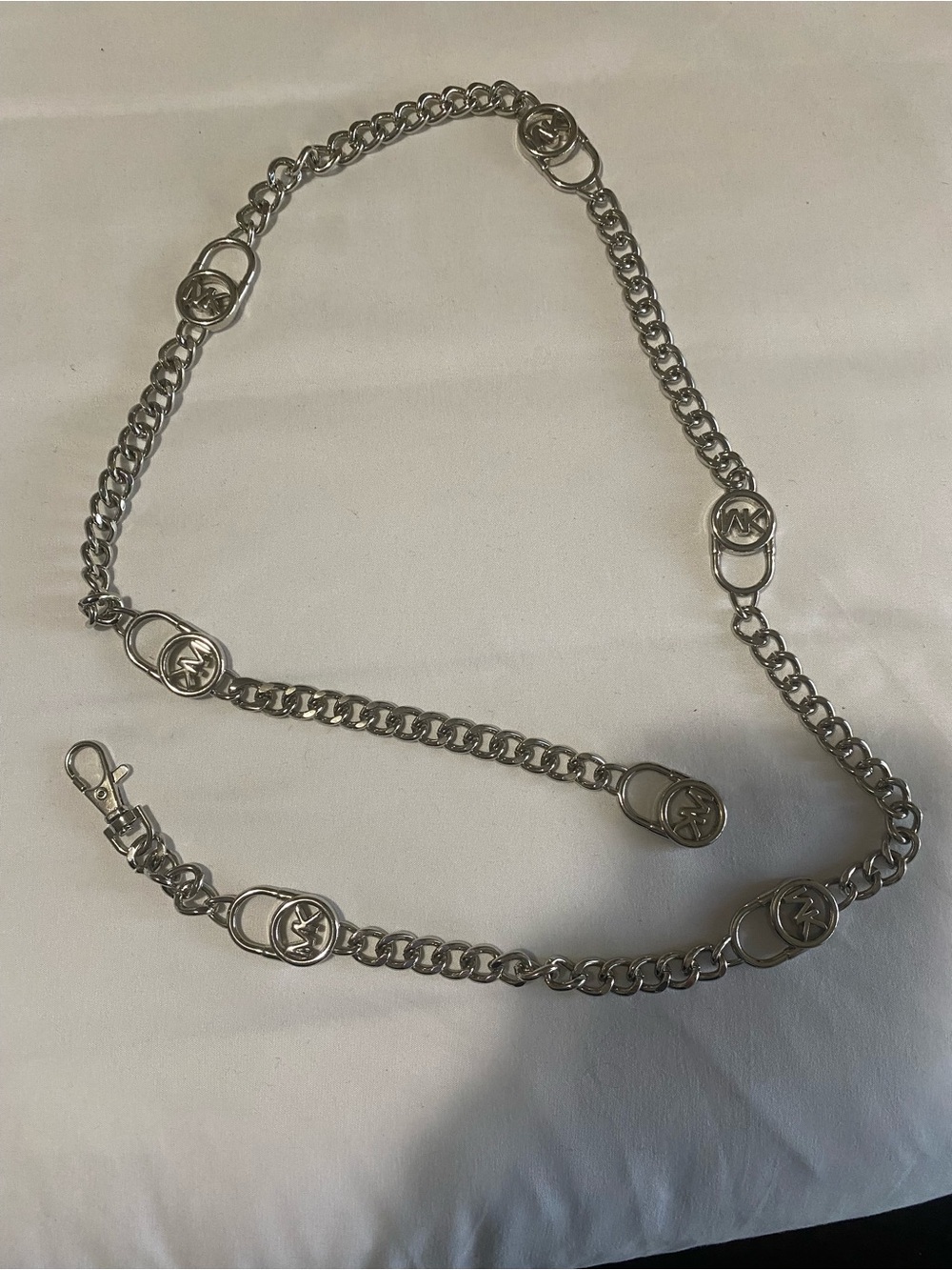 Michael Kors Silver-Tone Chain Link Logo Belt